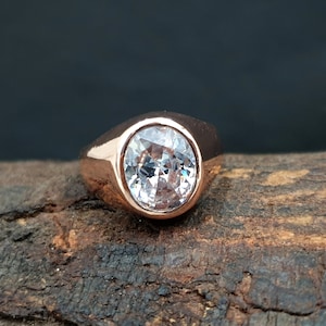 Zircon Ring White, 925 Solid Sterling Silver Ring, Rose Gold Finish, 22K Yellow Gold Fill, Women Men Ring, Gift Ring, Engraved Ring