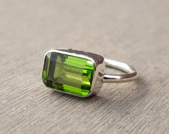 Peridot Ring, Handmade Ring, Gemstone Ring, Women Ring, 925 Sterling Silver Ring, Green Stone Ring, Promise Ring, Gold Ring, Gift for Her