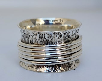 Spinner Ring, Fidget Ring, 925 Solid Sterling Silver Ring, Anxiety Ring, Five Band Meditation Spin Ring, Beautiful Gift Ring, Worry Ring
