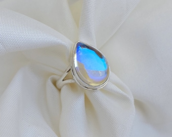 Pear Angel Aura Quartz Ring, Beautiful Pear Shape Gemstone Ring, 925 Solid Sterling Silver Ring, Women Ring, Yellow Gold Ring, Boho Ring