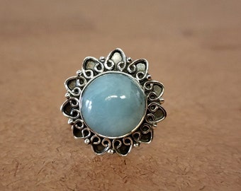 Natural Aquamarine Ring, 925 Sterling Silver Ring, Designer Handmade Ring, Women Ring, Gift for Her, Boho Ring, Silver Jewelry