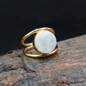 Natural Moonstone Ring, 925 Solid Silver Ring, Statement Ring, Gemstone Ring, Rose Gold, 22K Yellow Gold Fill Ring, Wedding Ring, gift ring