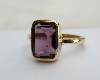 Amethyst Ring, 925 Solid Sterling Silver, Cushion Cut Purple Amethyst Quartz Gemstone Ring, Rose Gold, 22K Yellow Gold Fill Ring, Gift Ring