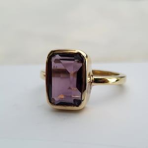 Amethyst Ring, 925 Solid Sterling Silver, Cushion Cut Purple Amethyst Quartz Gemstone Ring, Rose Gold, 22K Yellow Gold Fill Ring, Gift Ring