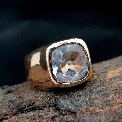 Clear Quartz Ring Solid Sterling Silver Ring Men's Etsy