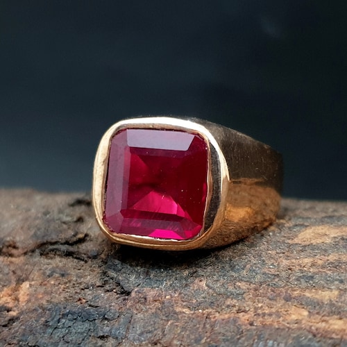 Mens Ring Ruby Ring 925 Solid Sterling Silver Ring 22k Gold - Etsy