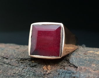 Details about   Natural Red Ruby 5.10 Ct Rectangle Shaped 925 Sterling Silver Gold Plated Ring