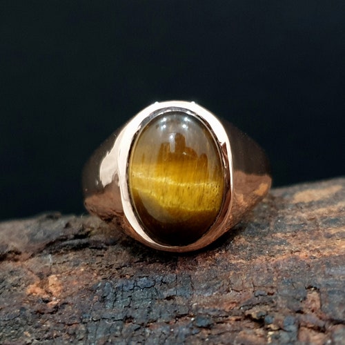 Tiger Eye Men's Ring 925 Sterling Silver Ring Etsy