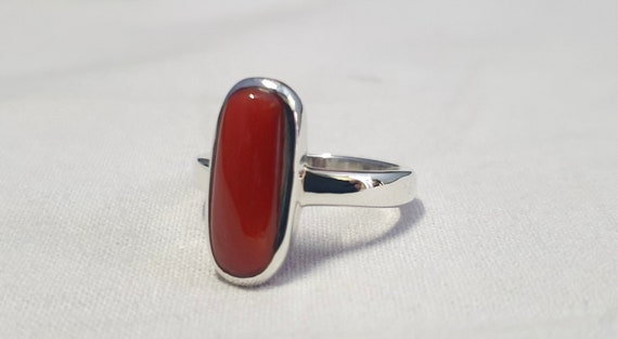 Natural Coral Ring, 925 Solid Sterling Silver Ring, Genuine