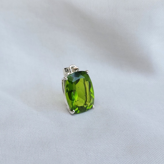 Green Peridot Pendant, Cushion Gemstone Pendant, 925 Sterling Silver Pendant, Gift Pendant, Women Pendant, Handmade Pendant