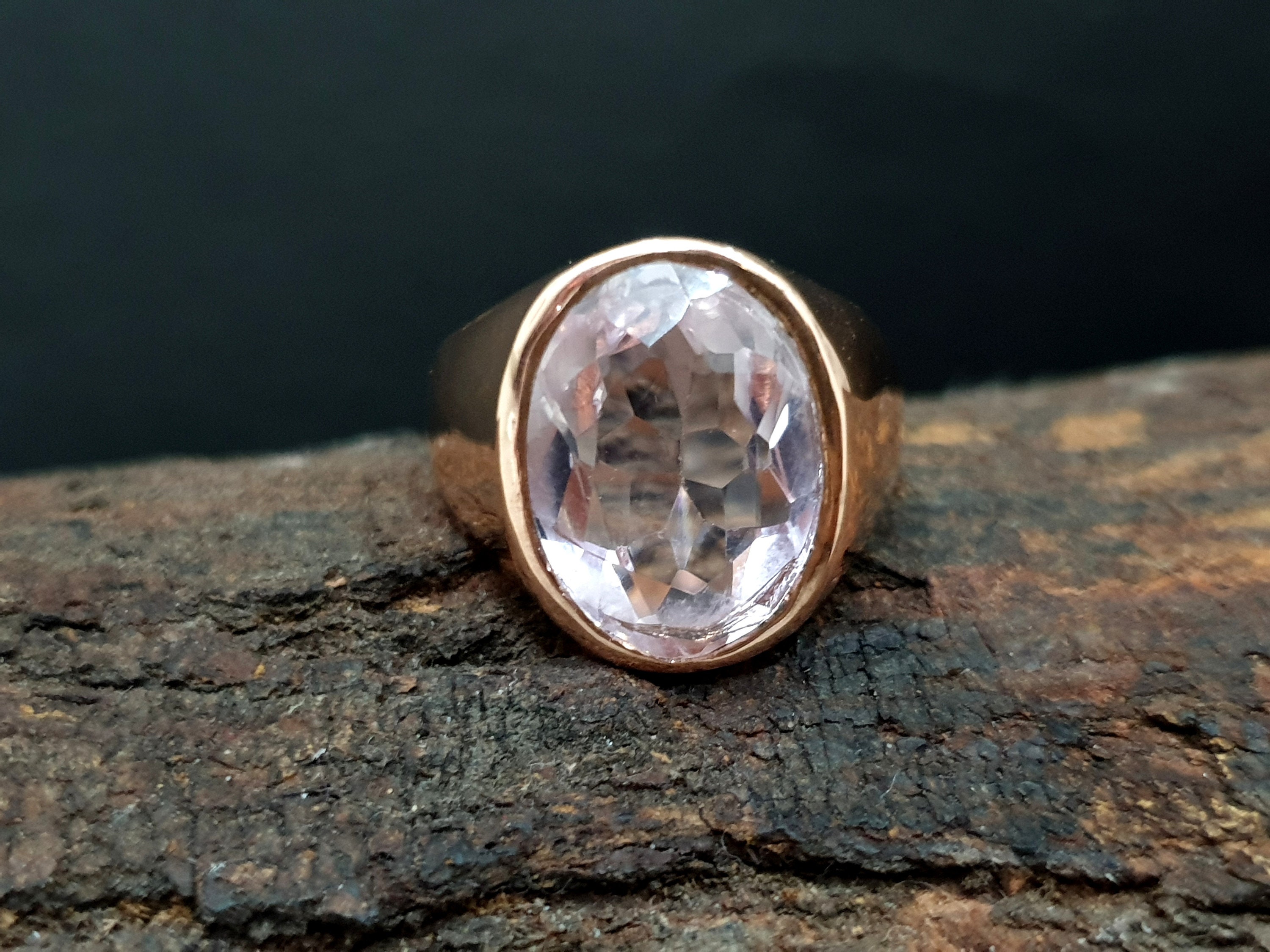 高品質クンツァイトシルバーリング クンツァイト リング シルバー、メンズ リング、オーバル カット