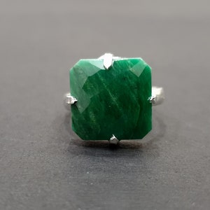 Emerald Ring, 925 Solid Sterling Silver Ring, Natural Green Emerald Stone Ring, Rose Gold Finish, 22K Gold Fill Ring, Women Ring