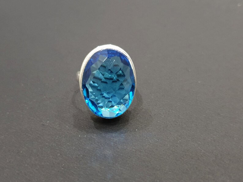 Neon Blue Quartz ring gemstone ring 925 sterling silver ring beautiful ring handmade ring quartz stone ring free shipping QQ12