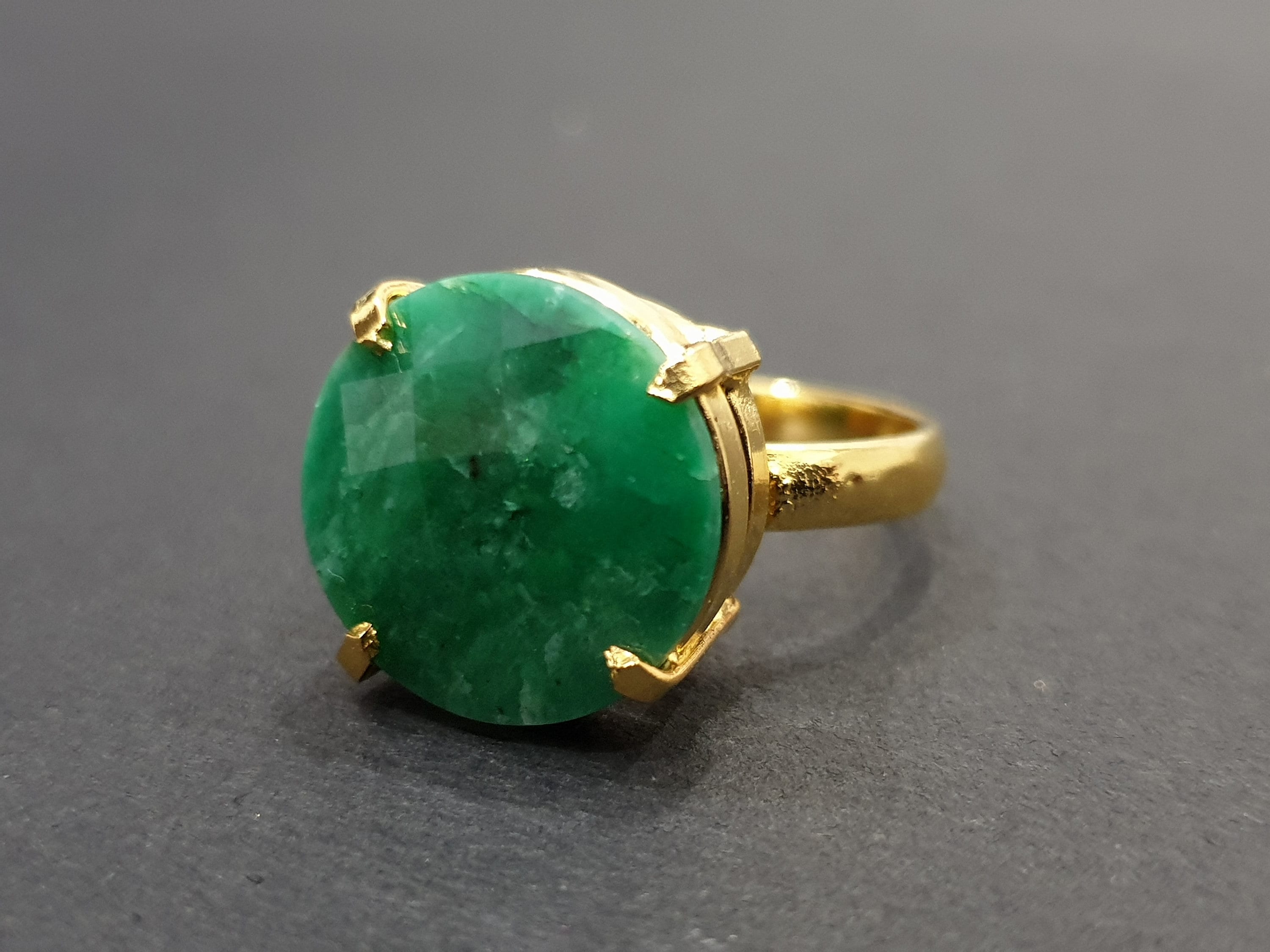Emerald Ring Gold 925 Solid Sterling Silver 22K Yellow Gold - Etsy