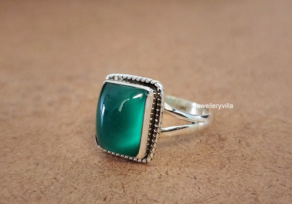Green onyx ring sterling silver sale