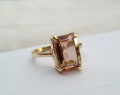 Morganite Ring Cushion, 925 Solid Sterling Silver, Cushion Cut Morganite Quartz Gemstone Ring, Rose Gold, 22K Yellow Gold Fill Ring