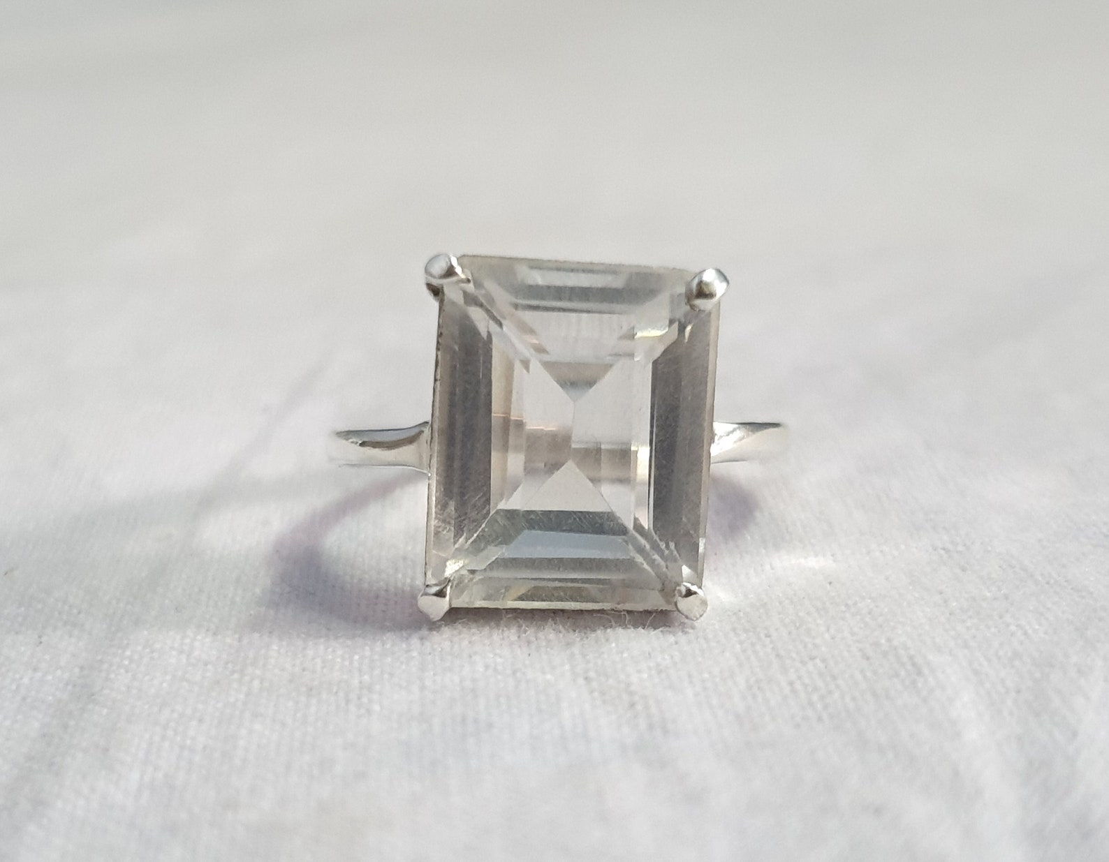 Clear Quartz Ring Solid 925 Sterling Silver Quartz Ring Etsy