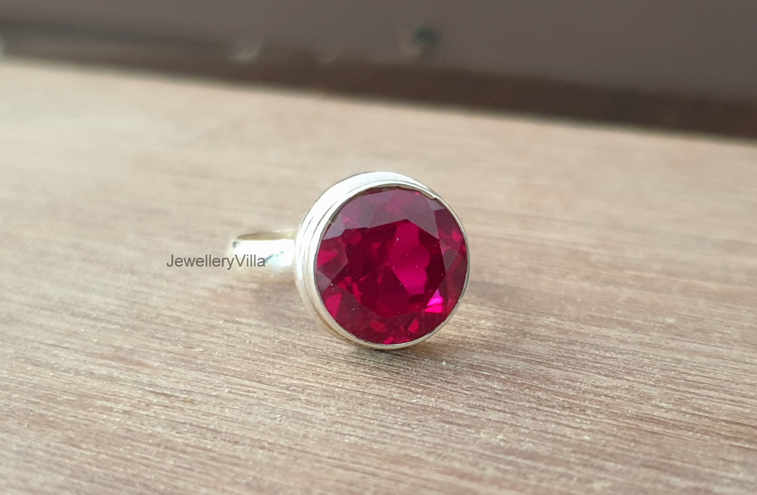 Ruby Ring, Women Ring, 925 Solid Sterling Silver Ring, Round Cut