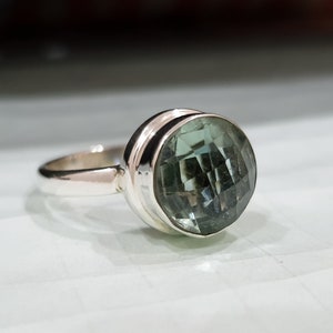 Green Amethyst Ring, 925 Solid Sterling Silver Green Amethyst Gemstone Ring, 22K Gold Fill, Rose Gold Amethyst Ring Jewelry