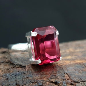 Pink Tourmaline Ring Silver, 925 Solid Sterling Silver Ring, Tourmaline Quartz Gemstone, Rose Gold Finish, 22K Yellow Gold Fill, Women Ring