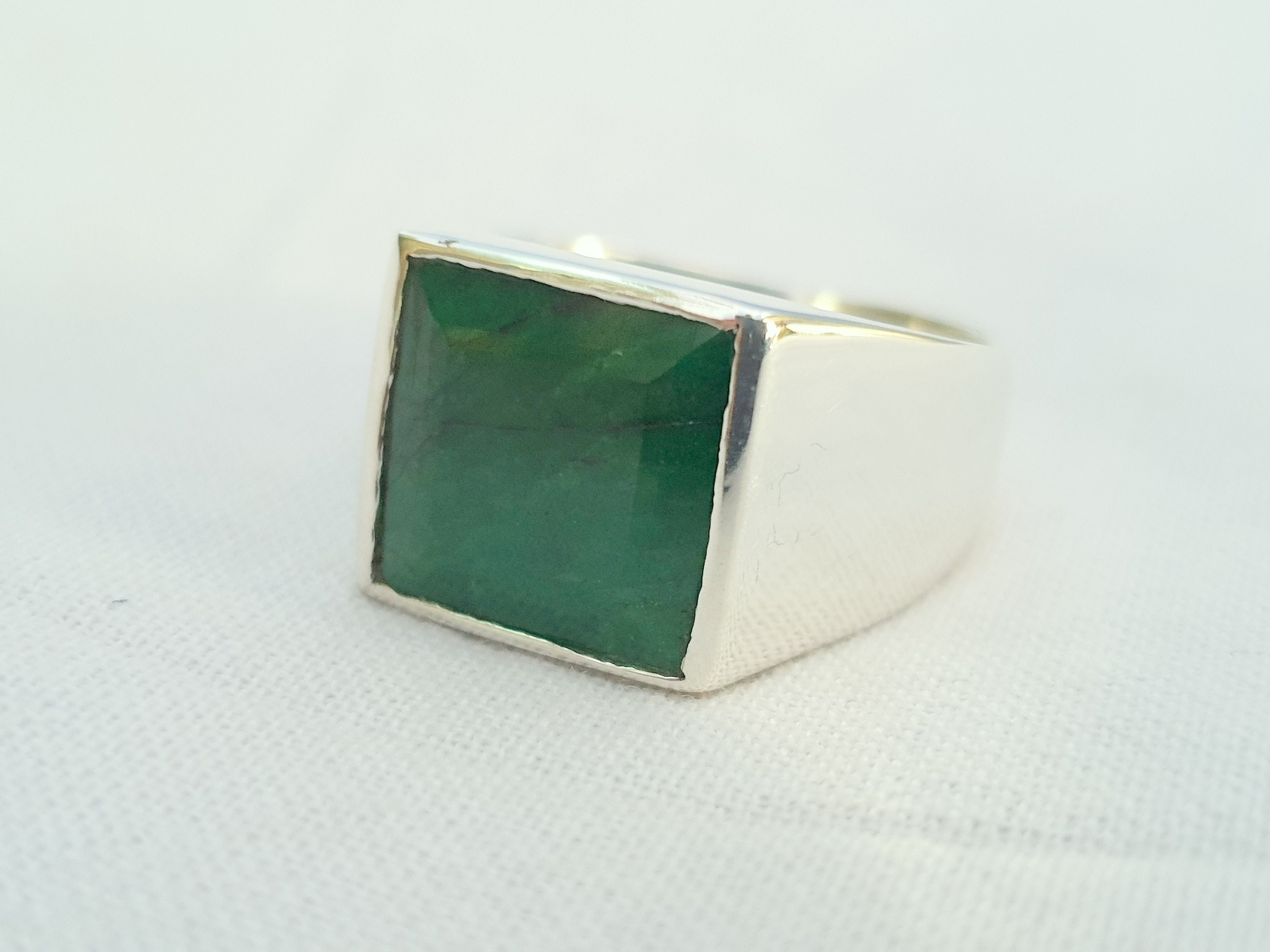 Raw Emerald Mens Ring 925 Solid Sterling Silver Natural Green Etsy