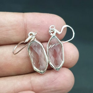 Clear Quartz Earrings, 925 Solid Sterling Silver Earrings, Rose Gold Earrings, 22K Yellow Gold Fill Earrings, Gift Earrings