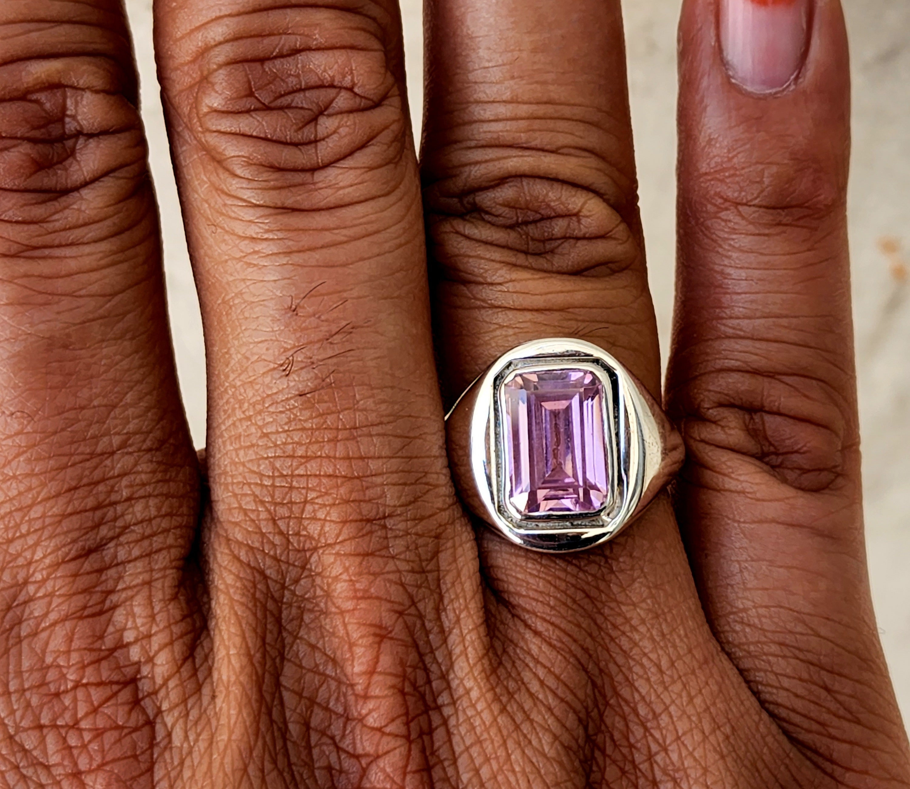 クンツァイトリング、デザイナーリング、925ソリッドスターリング