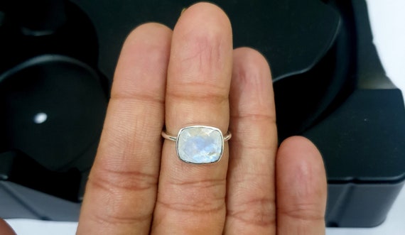 Buy Rainbow Moonstone Ring louise Moonstone Engagement Ring Silver Jewelry  Moonstone Jewelry Gift for Her Leaf Ring Silver Ring Online in India - Etsy