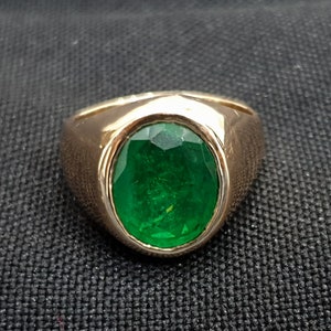 Grüner Smaragd Ring, 925 Massiv Sterling Silber, Kupfer Smaragd Ring, Rosegold-Finish, Smaragdquarz Edelstein Ring, 22K Gold Fill