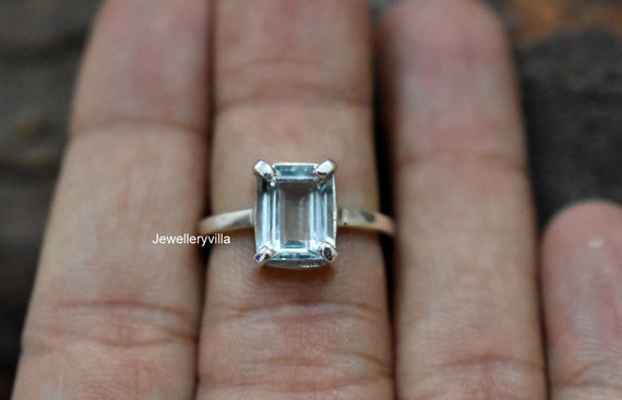 Bague En Aigue-marine Biseautée 21x16x8 Mm - Argent Massif 925, Taille 55, Neuf étiqueté