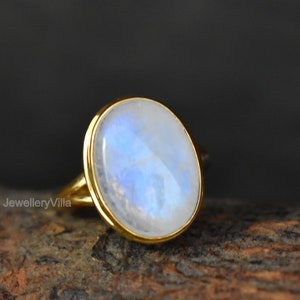 Natural Moonstone Ring, 925 Solid Sterling Silver Ring, Natural Rainbow Moonstone Jewelry, Gold Filled Ring, Gift Ring, Women Ring