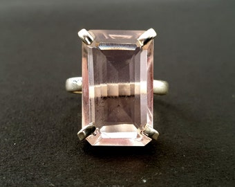Kunzite Ring for Women, 925 Solid Sterling Silver PInk Kunzite Big Gemstone, Rose Gold Finish, 22K Gold Fill, Handmade Ring, Gift for Her