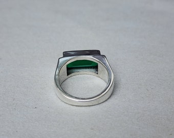 長方形のエメラルドリング、925スターリングシルバーリング、イエロー