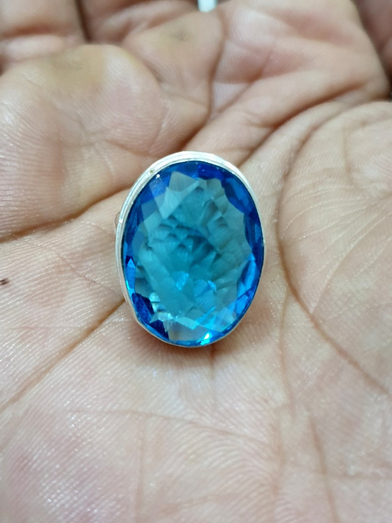 Neon Blue Quartz ring gemstone ring 925 sterling silver ring beautiful ring handmade ring quartz stone ring free shipping QQ12