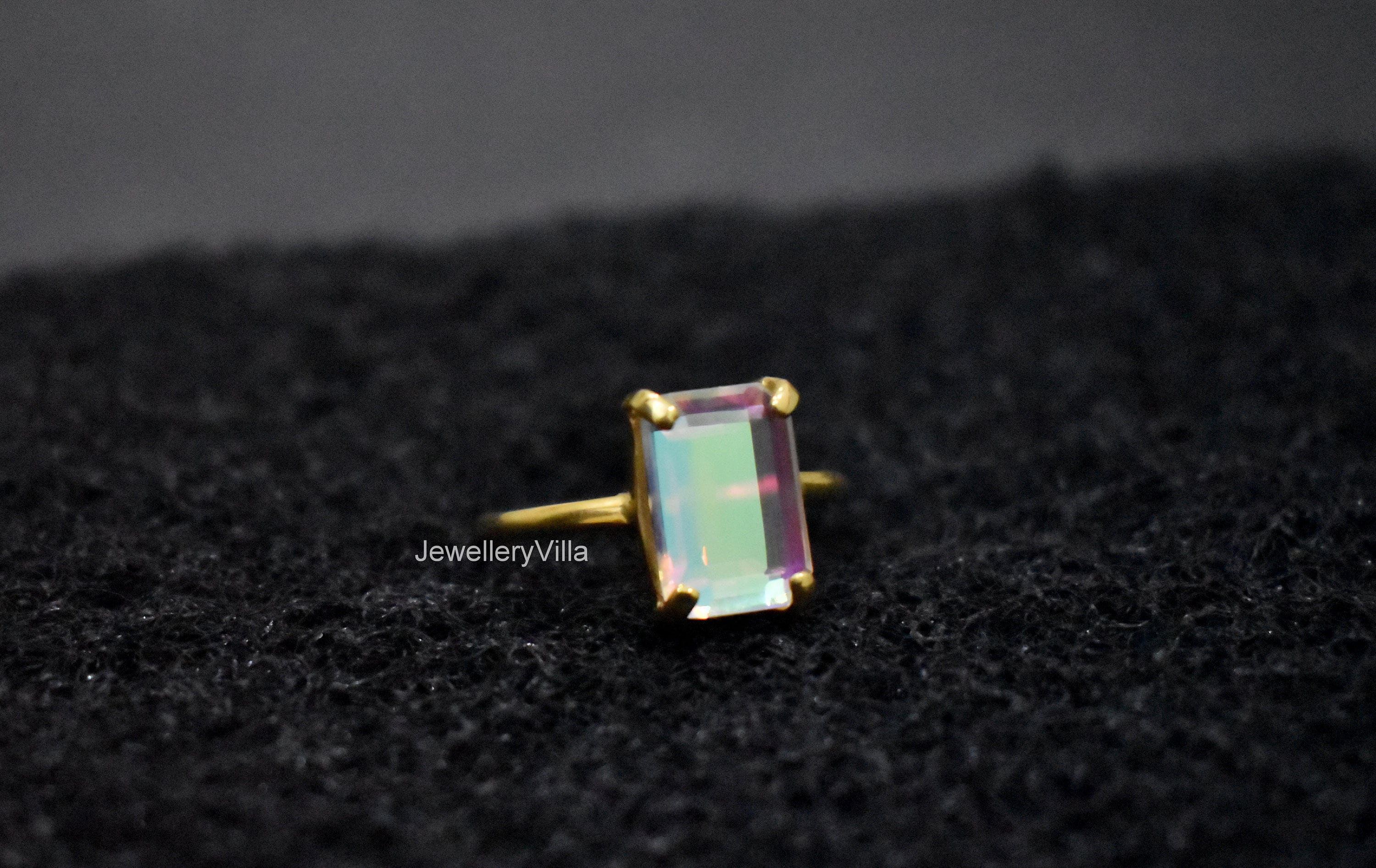 Angel Aura Quartz Ring Beautiful Cushion Cut Aura Quartz Etsy