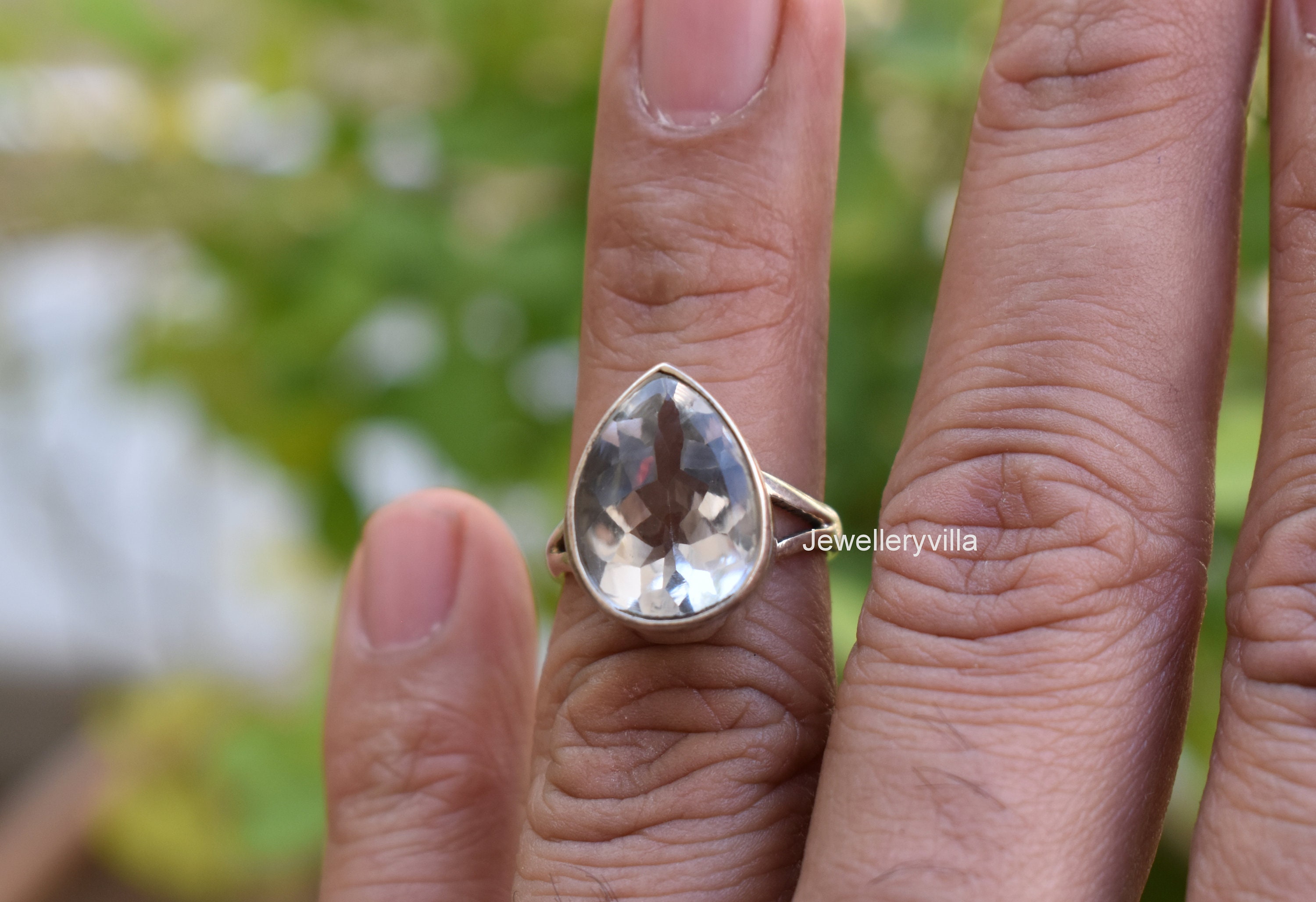 Clear Quartz Ring 925 Solid Sterling Silver Pear Shape Cut Etsy