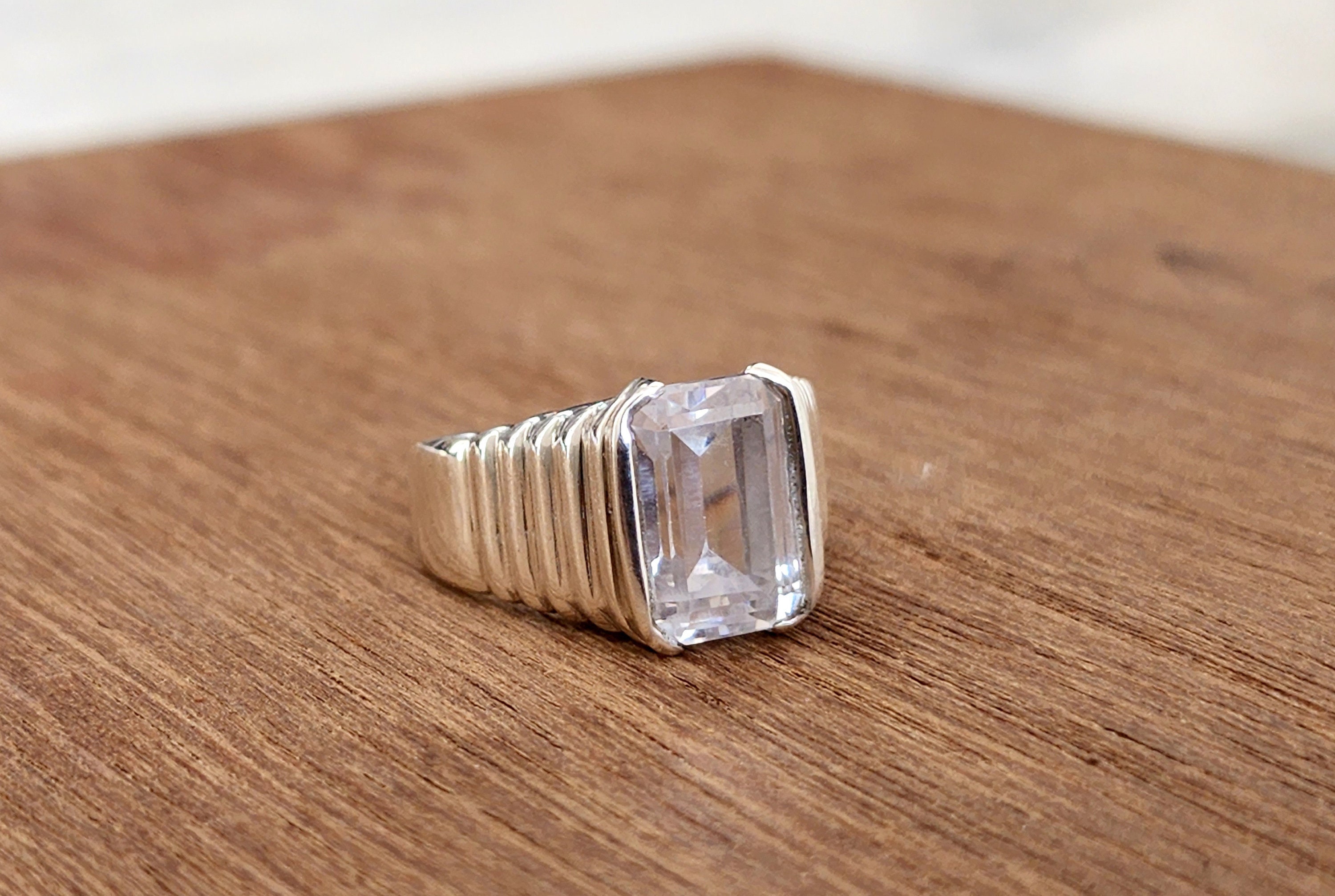 White Topaz Ring, Clear Quartz Ring, 925 Solid Sterling White Topaz Ring, Clear Quartz Ring, 925 Solid Sterling