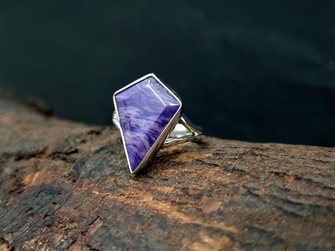 Charoite Ring Silver, Kite Ring, 925 Solid Sterling Silver Ring, Rose ...