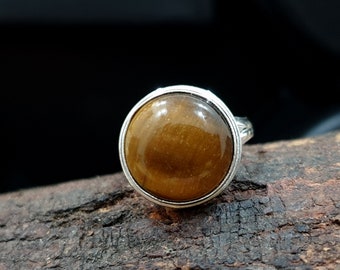 Stacking Sterling Tigers Eye Ring, Natural Gemstone Ring, 925 Solid Silver Ring, Handmade Ring, Sterling Stacking Silver Ring Jewelry