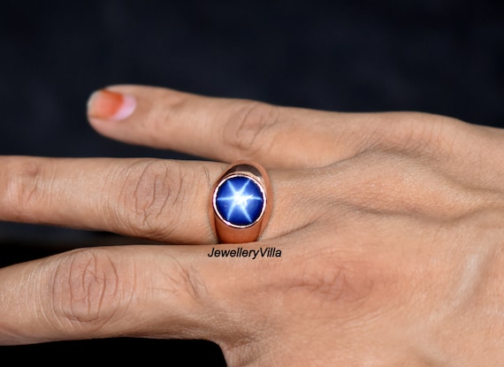 Bague étoile bleue en argent massif 925 Bague étoile Lindy Bague bijoux étoile Bague saphir étoilé bleue Bague de fiançailles Bague ronde - France