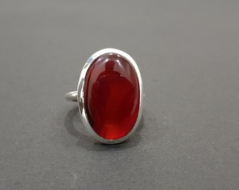 Red Onyx Ring, 925 Solid Sterling Silver Ring, Oval Shape Natural Red Onyx Gemstone, Handmade Ring, Women Ring, Gift Ring