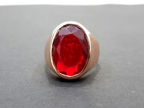 Red Garnet Ring 925 Solid Sterling Silver Ring Red Garnet Quartz