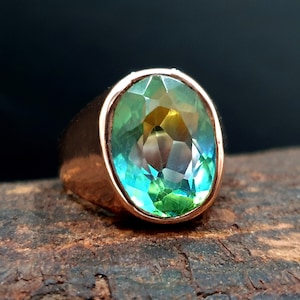 Tourmaline Ring Silver, Kornerupine Ring, 925 Solid Sterling Silver Ring, 22K Gold Fill, Rose Gold, Watermelon Ring, Kornerupine Gemstone