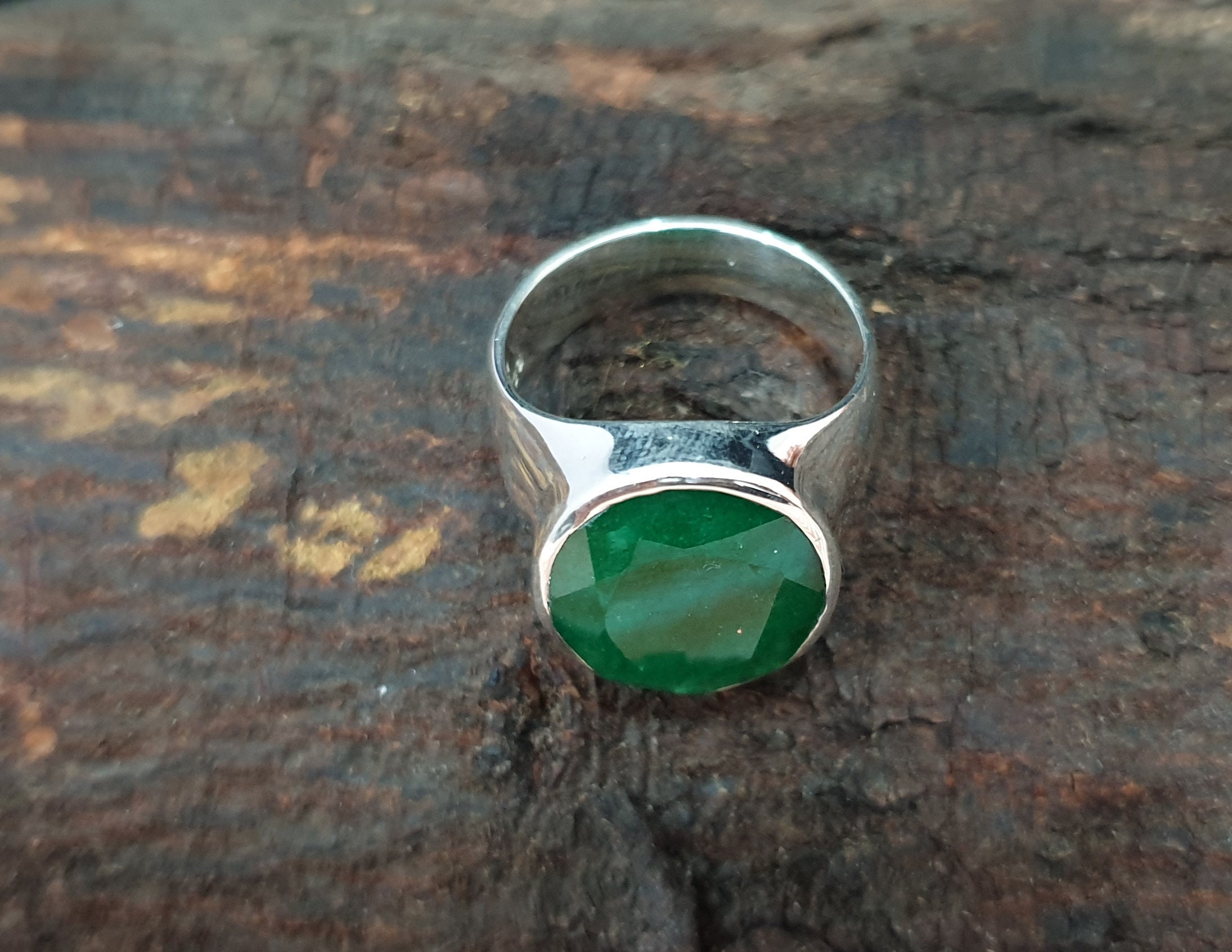 Natural Green Emerald Ring Solid Sterling Silver Ring Oval Etsy