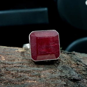 Natural Dark Red Ruby Ring, 925 Solid Sterling Silver Ring, 185 Gold Vermeil, Rose Gold Finish, Natural Stone Ring, July Birthstone ring