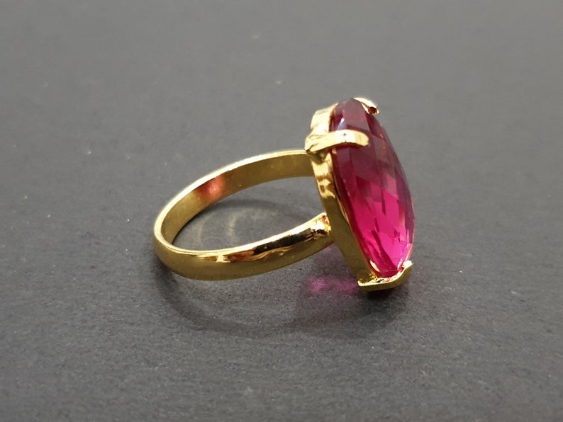 Pink Tourmaline Ring Gold 925 Solid Sterling Silver 22K image 3