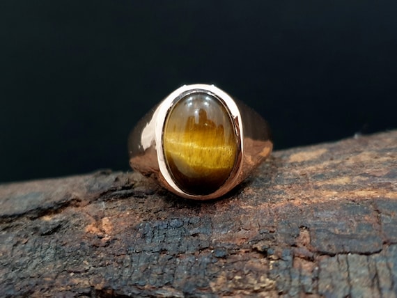 Mens sterling silver tiger eye ring sale