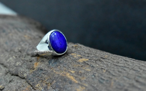 Lapis Ring Mens Ring 925 Solid Sterling Silver Natural Blue - Etsy