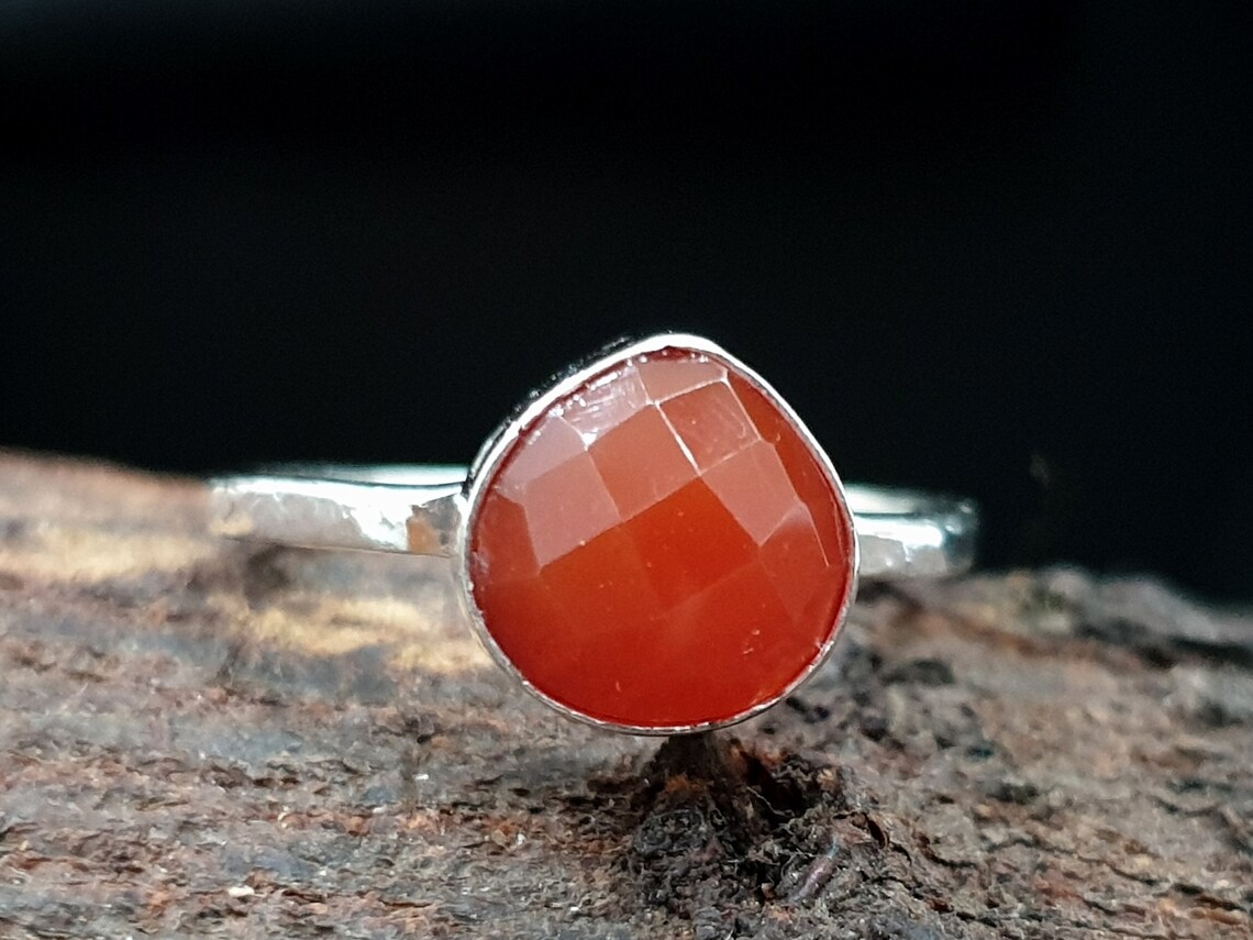 Bague En Argent 925 Avec Cornaline - Pierre Rouge, Neuve Avec étiquettes