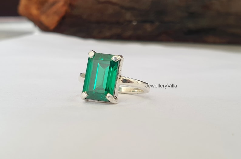 Emerald Ring Green Stone Ring Gemstone Ring 925 Solid Etsy